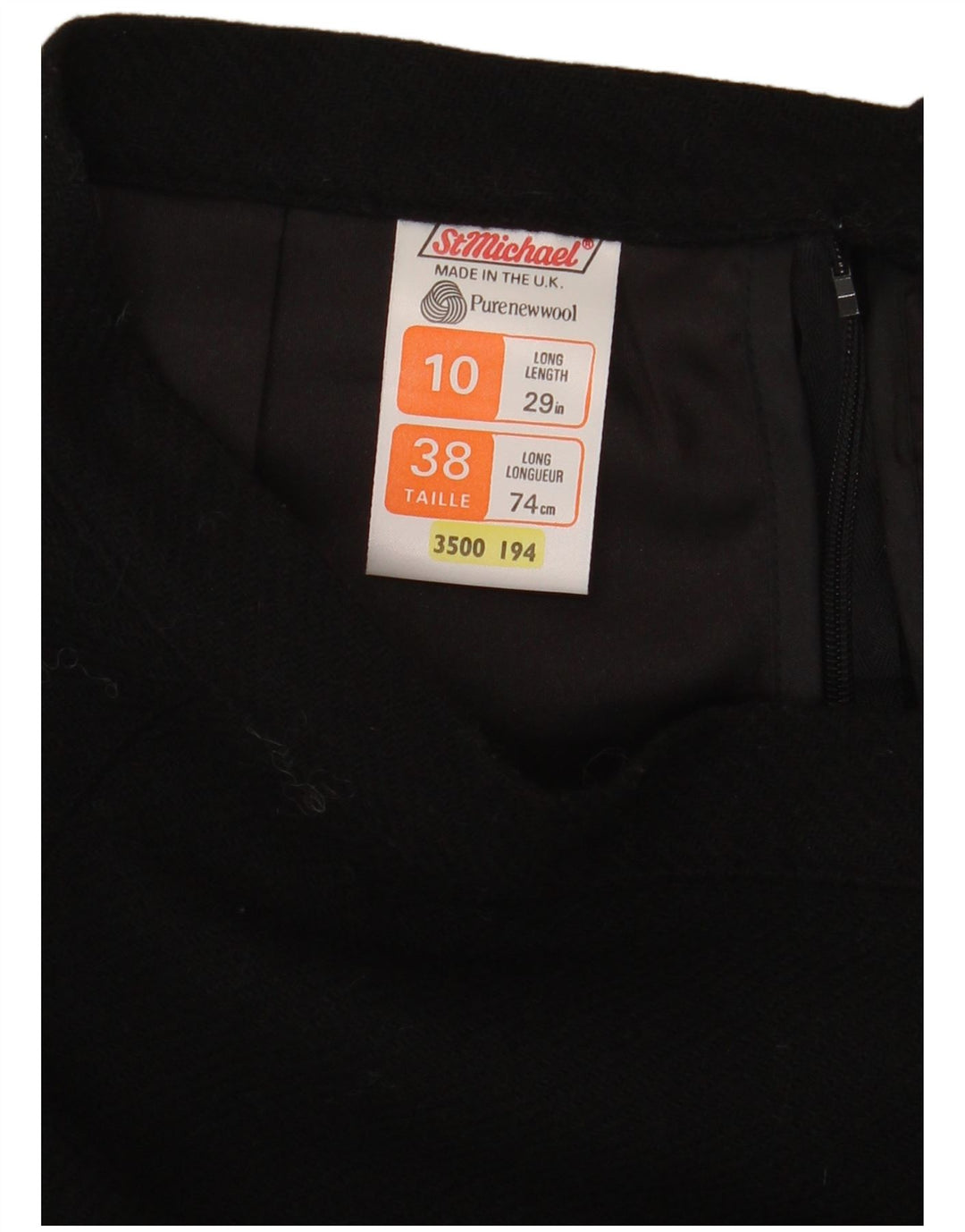 St Michael Γυναικεία Φούστα Α-γραμμής UK 10 Small W24 Μαύρη μάλλινη