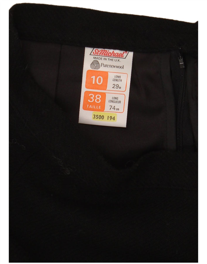 St Michael Γυναικεία Φούστα Α-γραμμής UK 10 Small W24 Μαύρη μάλλινη
