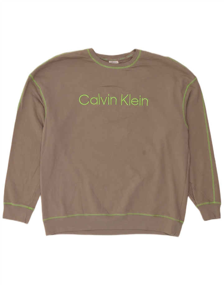 Calvin Klein Ανδρικό γραφικό τοπ μακρυμάνικο μεγάλο καφέ βαμβακερό