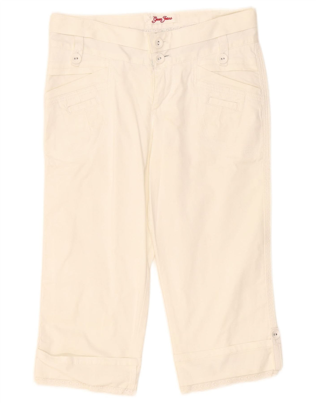 Guess Γυναικείο Παντελόνι Capri W24 L18 Λευκό βαμβακερό