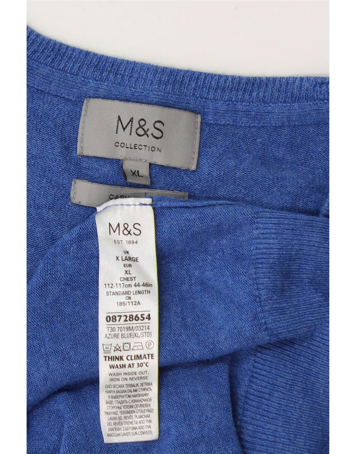 Ανδρικό πουλόβερ Marks & Spencer με V λαιμόκοψη XL Μπλε Ακρυλικό