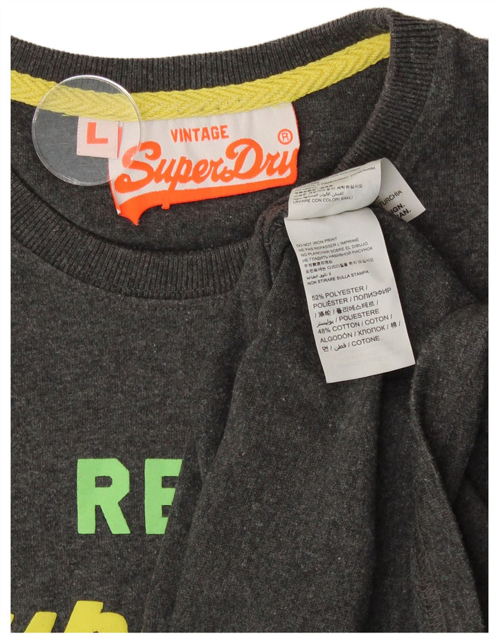 Ανδρικό γραφικό μπλουζάκι SUPERDRY Top Large Grey Polyester