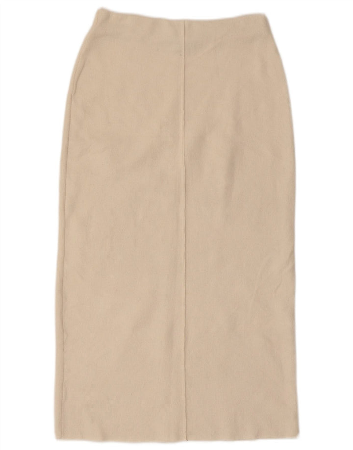 Zara Γυναικεία Πλεκτή Μίντι Φούστα Small W26 Off White