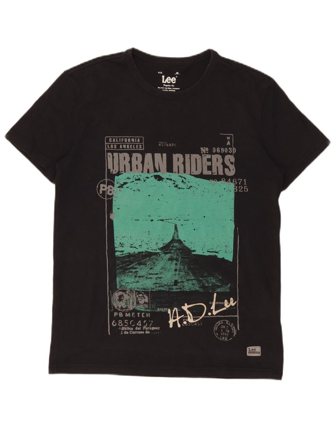 Lee Ανδρικό T-Shirt με κανονική εφαρμογή γραφικό μπλουζάκι, μεσαίο μαύρο βαμβακερό