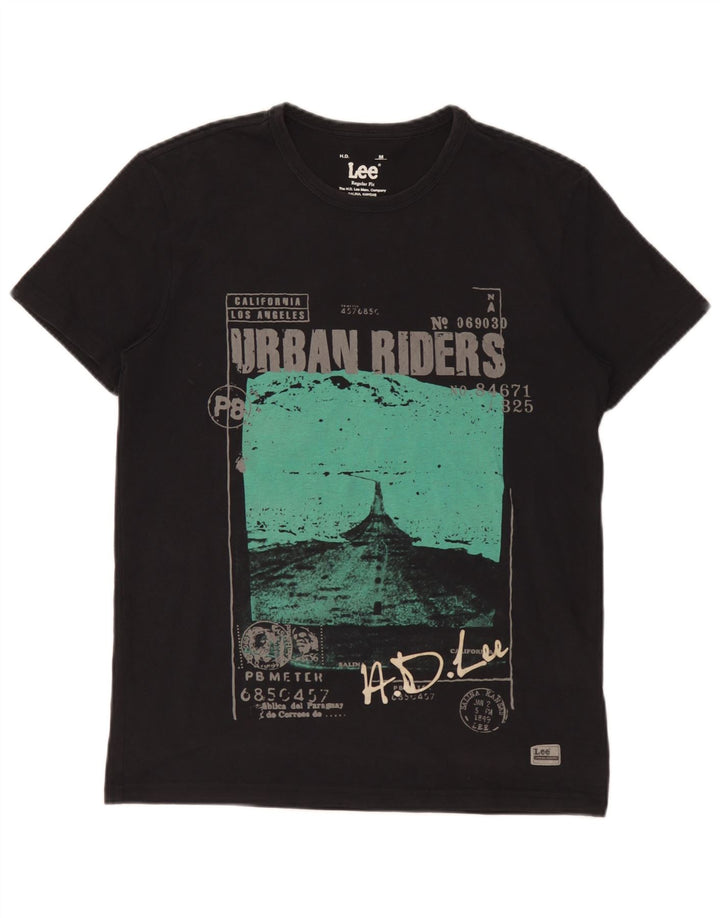 Lee Ανδρικό T-Shirt με κανονική εφαρμογή γραφικό μπλουζάκι, μεσαίο μαύρο βαμβακερό