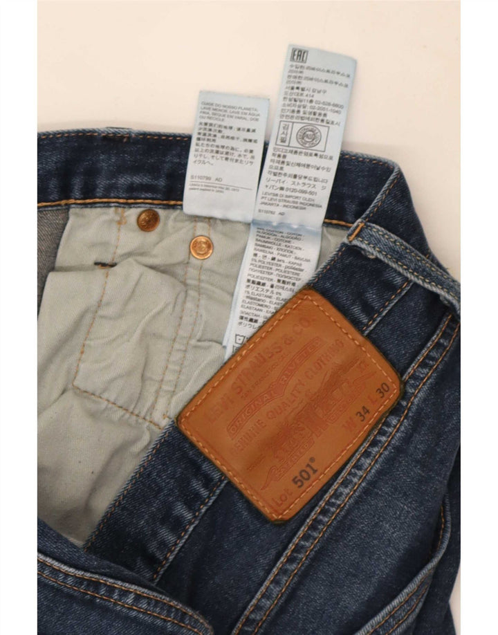 Levi's Mens 501 Straight Jeans W34 L30 Blue Cotton