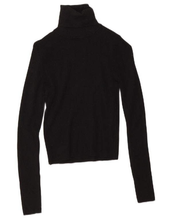 Zara Γυναικείο πουλόβερ με ρολό λαιμόκοψη UK 10 Small Black Viscose