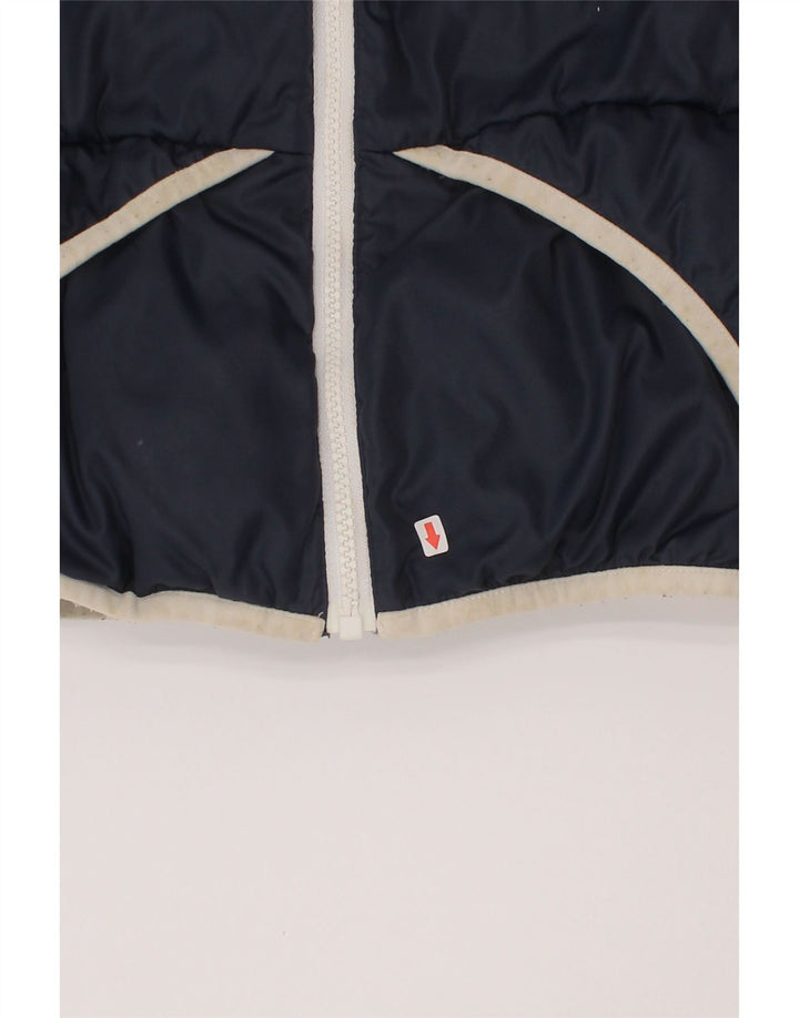Benetton Boys Hooded Gilet 6-7 Years Small Navy Blue Polyester