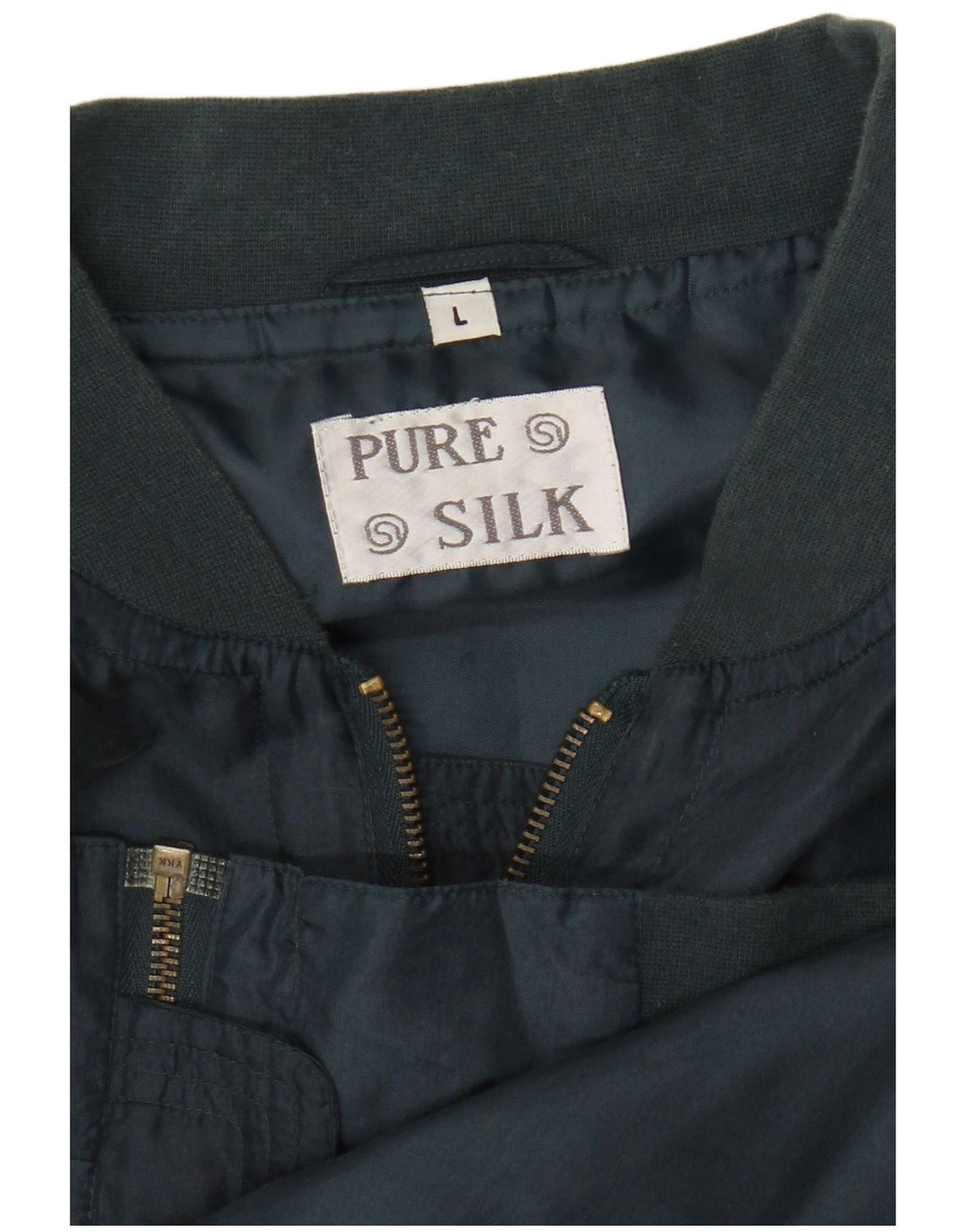 Vintage Ανδρικό Bomber Jacket UK 40 Large Navy Blue Silk