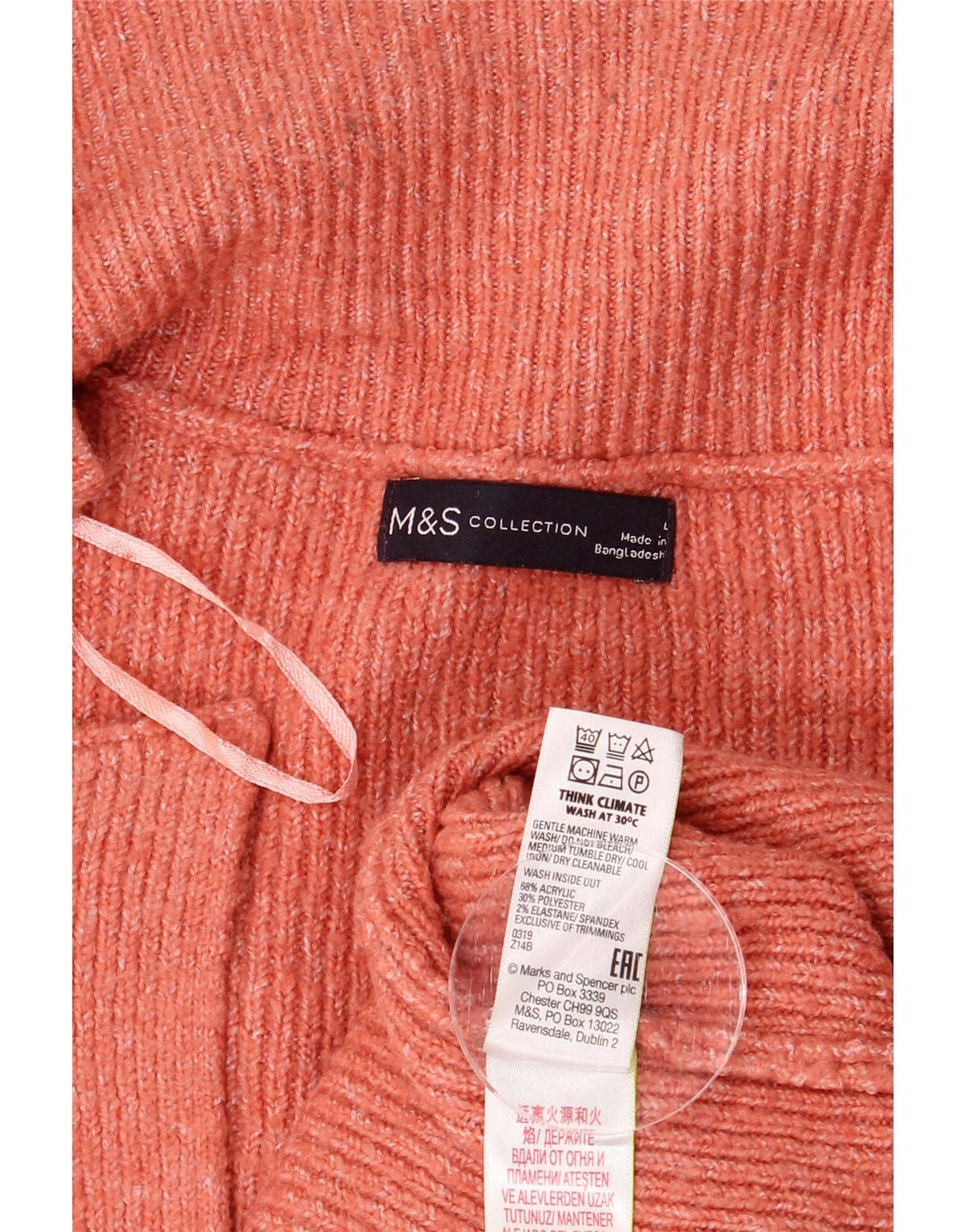 MARKS & SPENCER Γυναικείο πουλόβερ ζακέτα Longline UK 16 Μεγάλο Πορτοκαλί