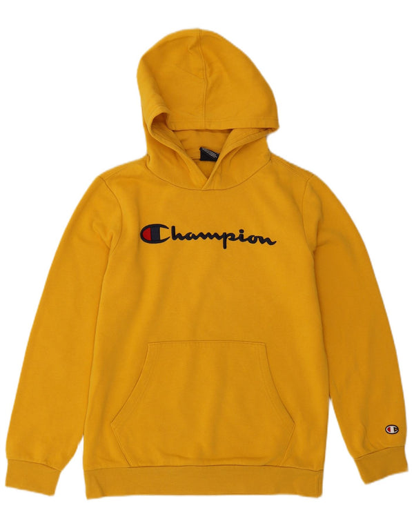 Champion Boys Graphic Hoodie Jumper 13-14 Years XL Yellow Cotton