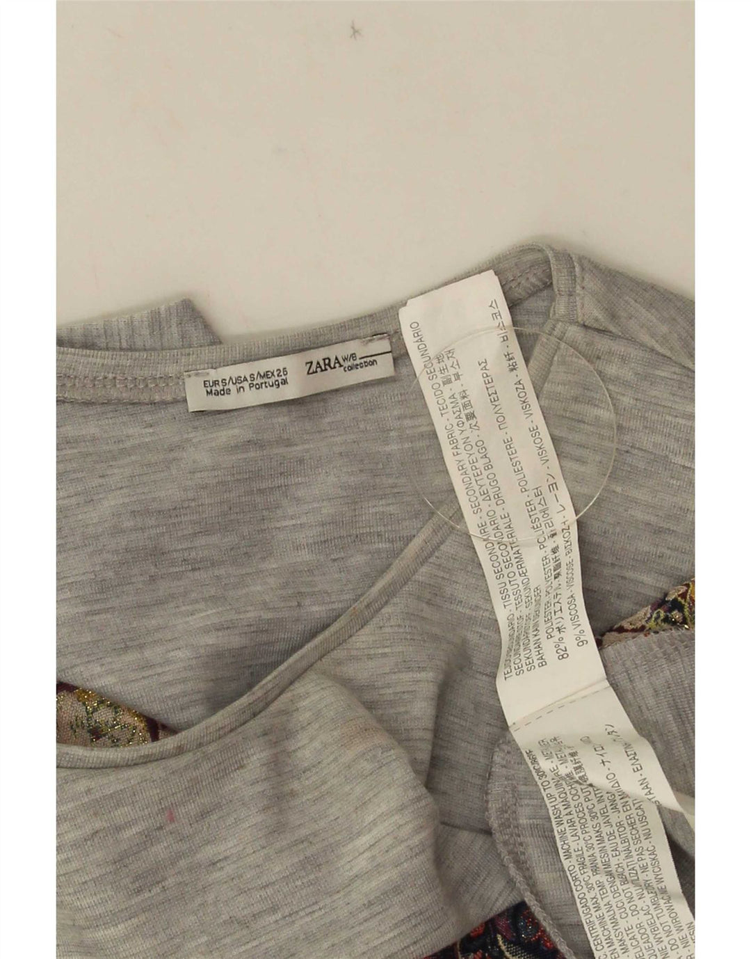 Zara Γυναικείο γιλέκο Crop UK 10 Small Grey Floral Polyester