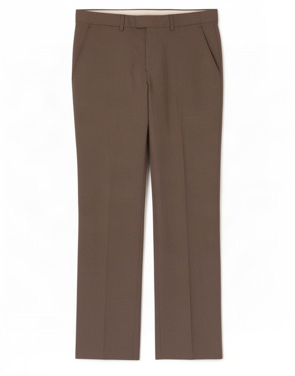 Zara Mens Straight Suit Trousers EU 38 Small W30 L32 Brown Houndstooth