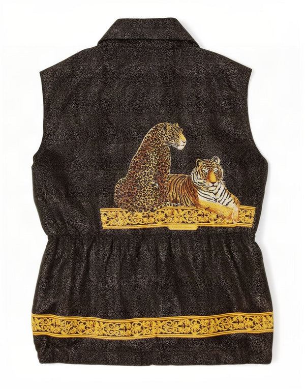 Diva Womens Gilet UK 18 XL Μαύρο Animal Print