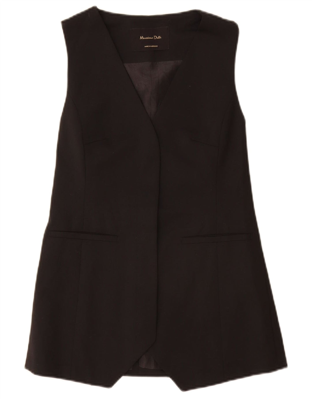 Massimo Dutti Γυναικείο ανοιχτό αμάνικο σακάκι UK 6 XS μαύρο πολυεστέρα