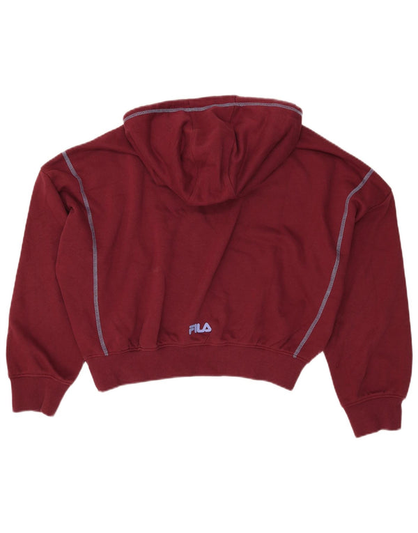 Fila Γυναικείο Crop Oversized Hoodie Jumper UK 10 Small Maroon Βαμβάκι