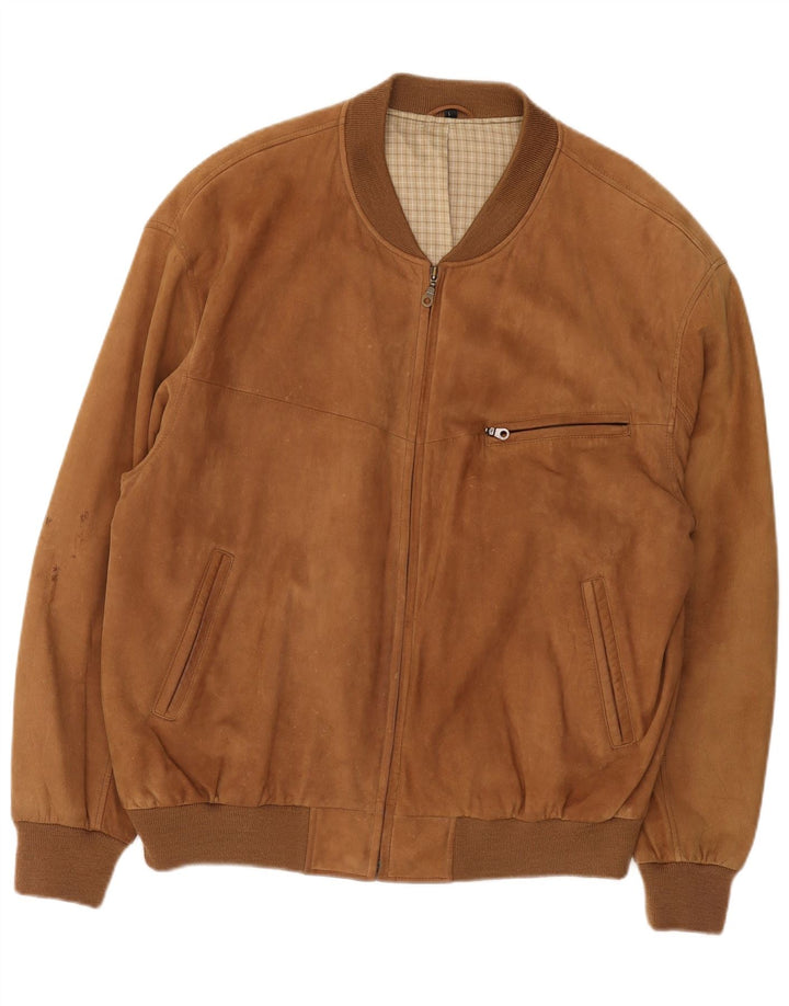 Canda Ανδρικό Suede Bomber Jacket UK 40 Large Brown Δερμάτινο
