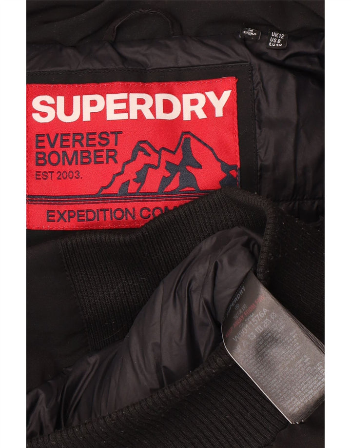 Superdry γυναικείο μπουφάν με κουκούλα με επένδυση UK 12 μεσαίο μαύρο πολυεστέρα