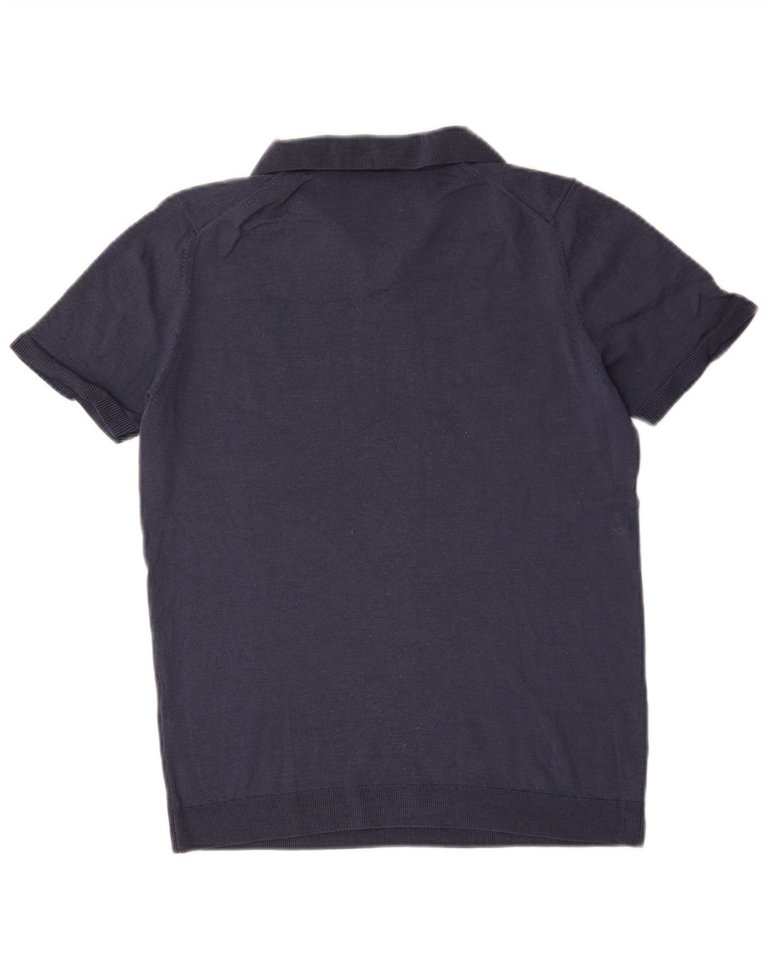 Ανδρικό πουλόβερ Massimo Dutti με κοντό μανίκι πόλο με λαιμόκοψη μεσαίο μπλε ναυτικό