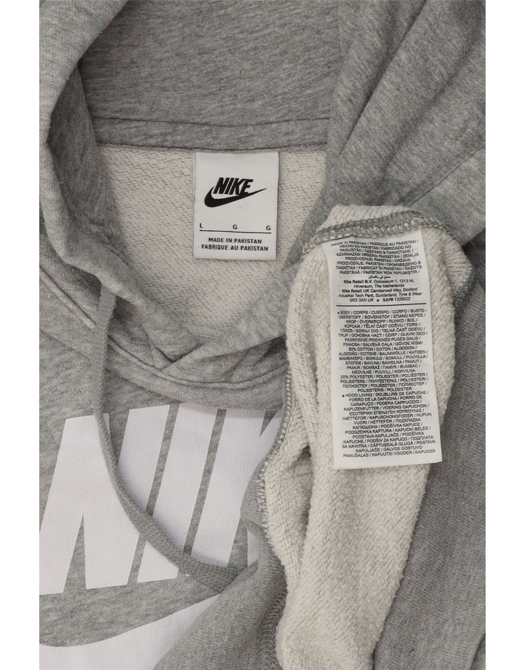 NIKE Mens Graphic Hoodie Jumper Large Grey Cotton Vintage Nike and Second-Hand Nike from Messina Hembry 