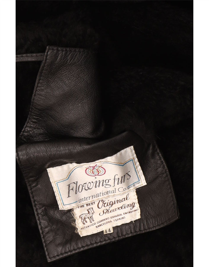 Vintage Γυναικείο Παλτό Shearling IT 44 Medium Black Floral Shearling