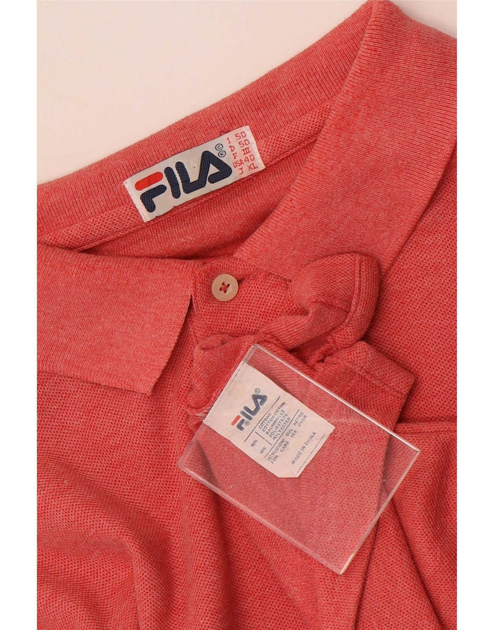 Fila Ανδρικό μακρυμάνικο μπλουζάκι πόλο IT 50 Μεσαίο κόκκινο βαμβακερό