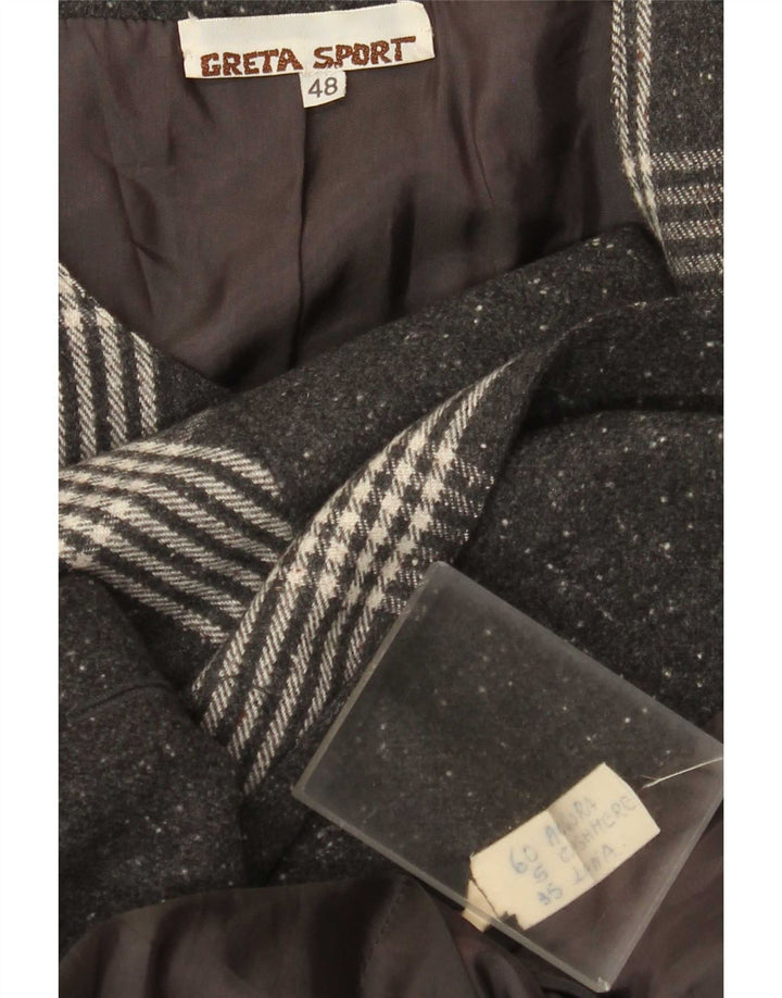 Vintage Γυναικείο Παλτό IT 48 XL Grey Check Angora