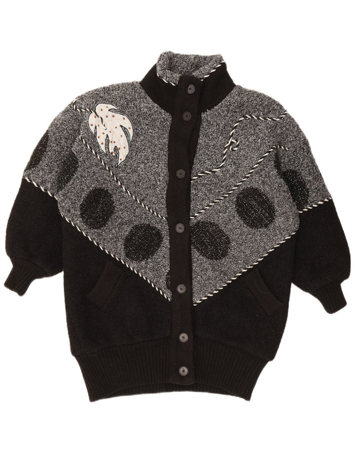 Γυναικείο πουλόβερ VINTAGE Ζακέτα UK 22 3XL Μαύρο Colourblock