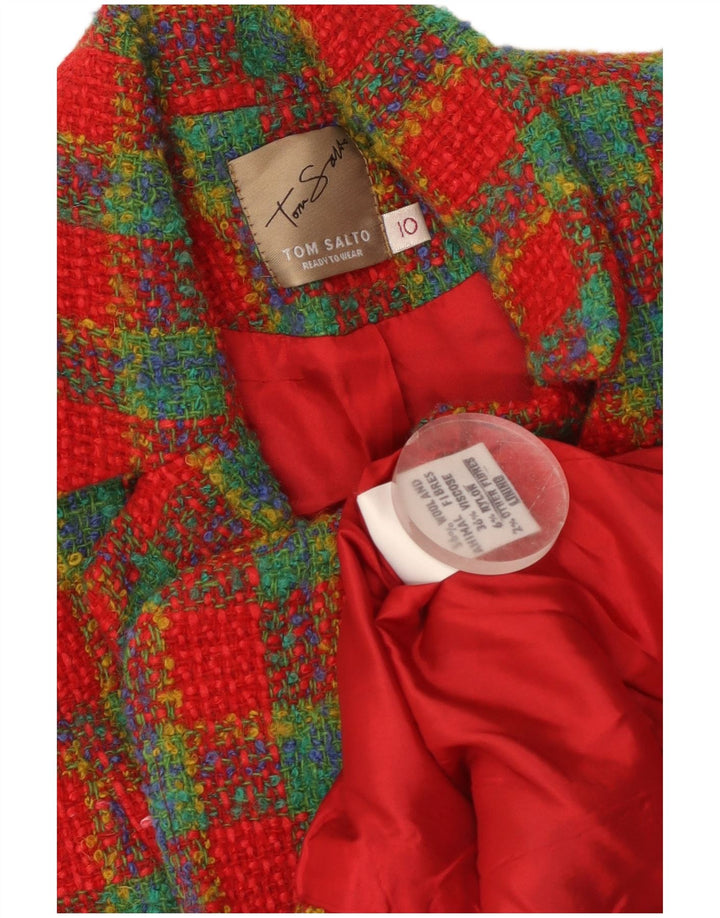 Vintage γυναικείο σακάκι με 3 κουμπιά σακάκι UK 10 Small Red Check Wool