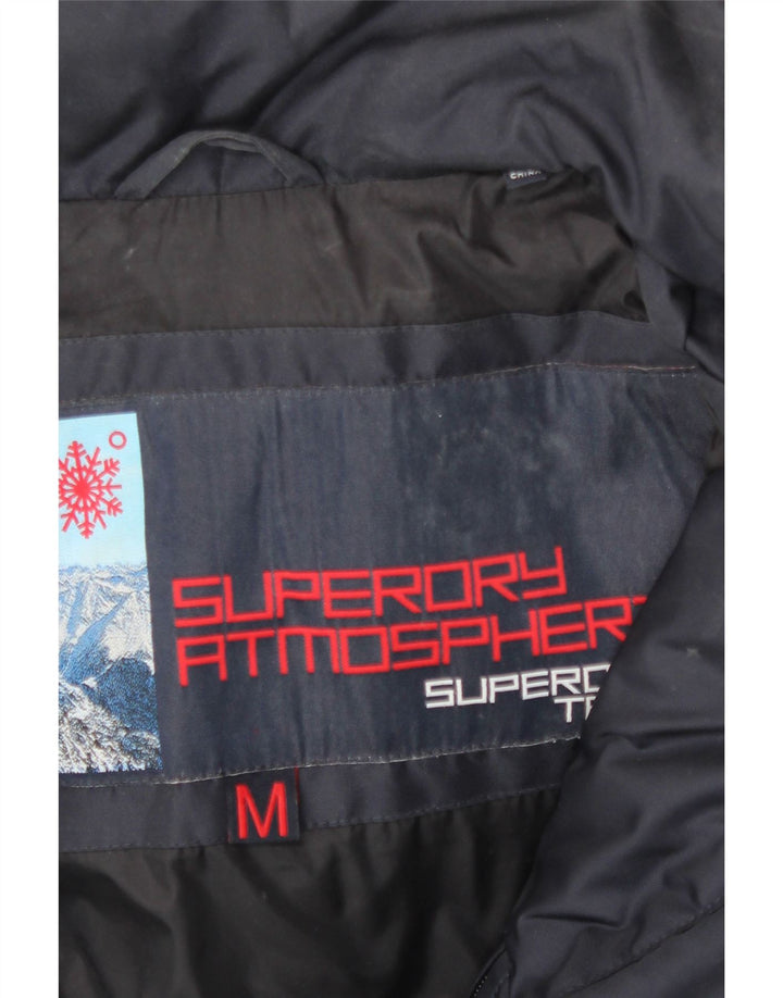 Superdry γυναικείο μπουφάν με κουκούλα με κουκούλα με επένδυση UK 12 Medium Navy Blue Nylon