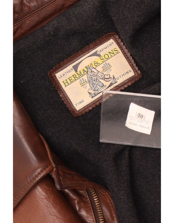 Herman & Sons Ανδρικό Δερμάτινο Μπουφάν IT 50 Large Brown