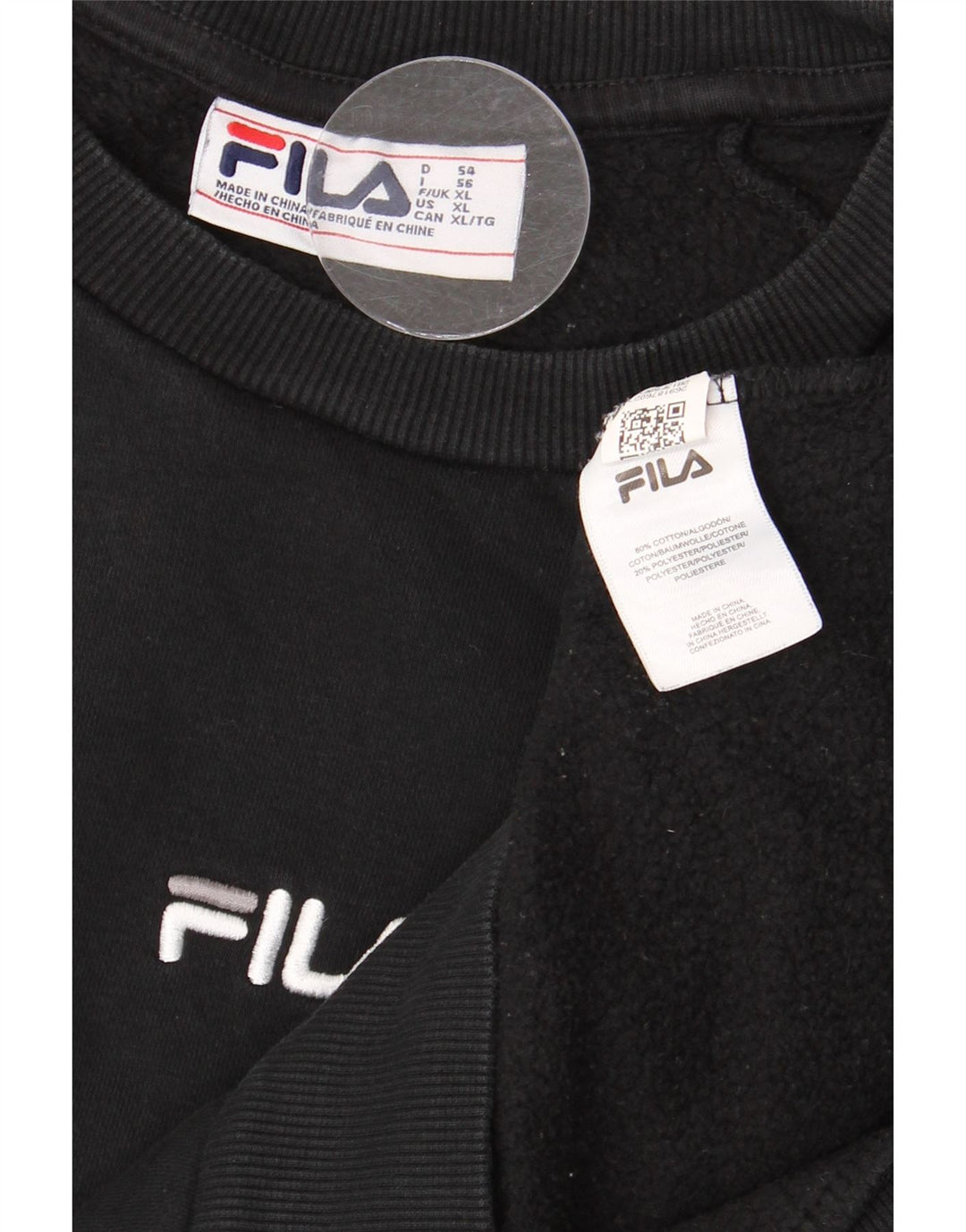 Ανδρικό γραφικό φούτερ FILA Jumper XL Μαύρο βαμβακερό