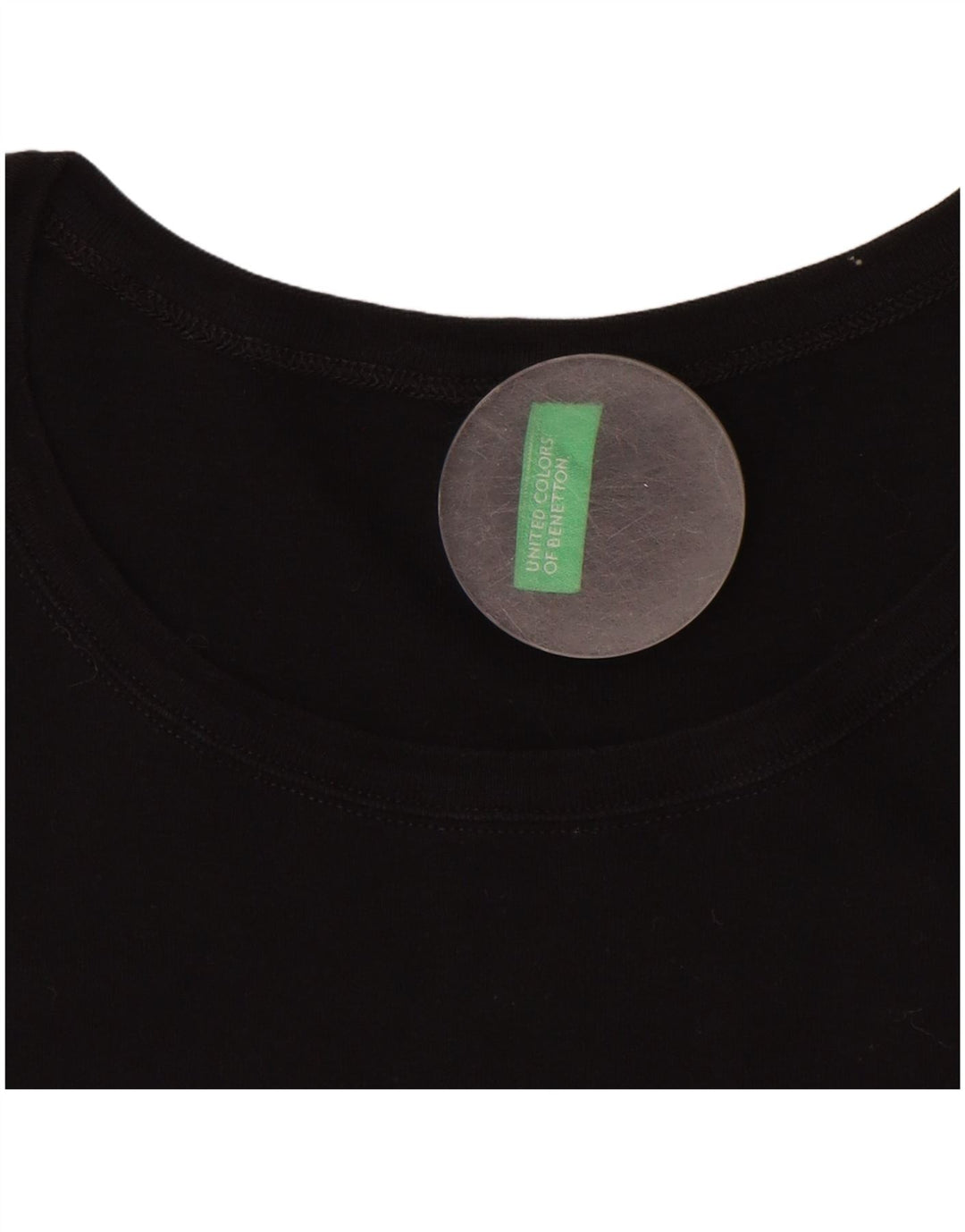 BENETTON Γυναικείο γραφικό T-Shirt Top UK 16 Small Black