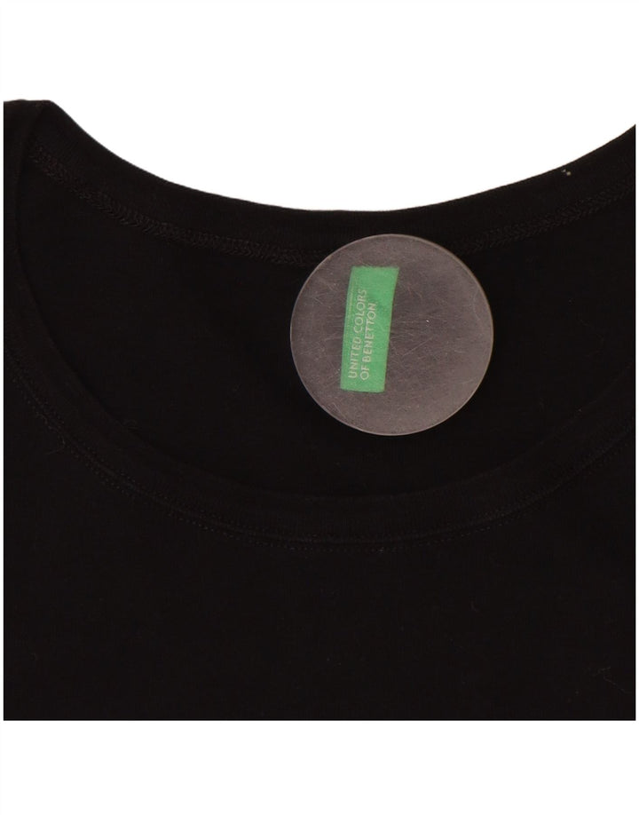 BENETTON Γυναικείο γραφικό T-Shirt Top UK 16 Small Black