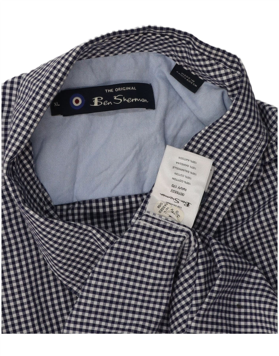 Ανδρικό πουκάμισο Ben Sherman XL Navy Blue Gingham Cotton