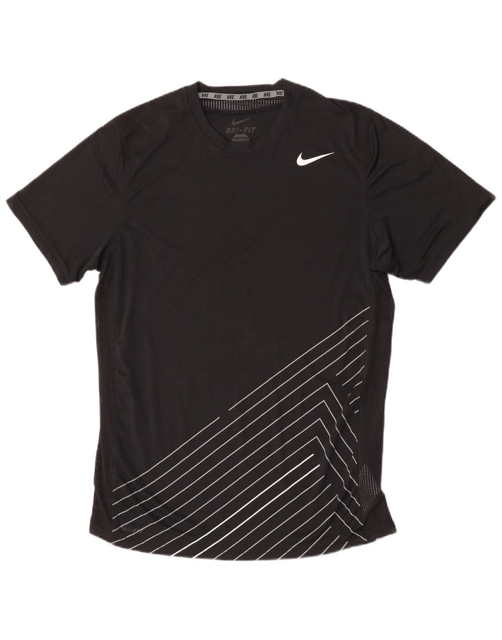 Ανδρικό T-shirt Nike Dri Fit Τοπ μεσαίου μαύρου ριγέ πολυεστέρα