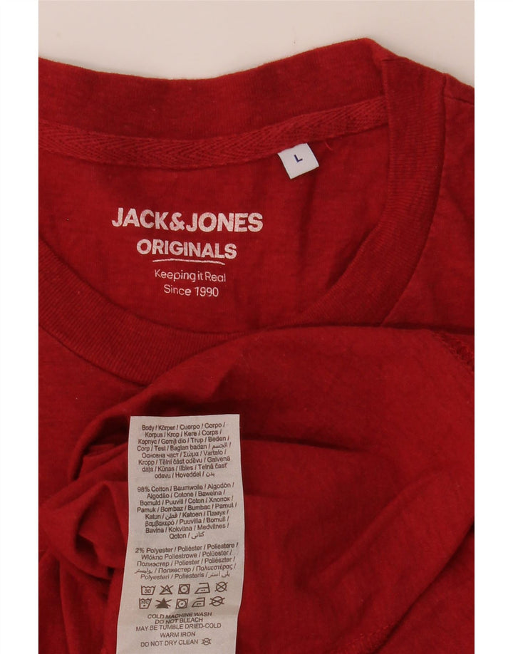 JACK & JONES Ανδρικό T-Shirt Top μεγάλο κόκκινο βαμβακερό