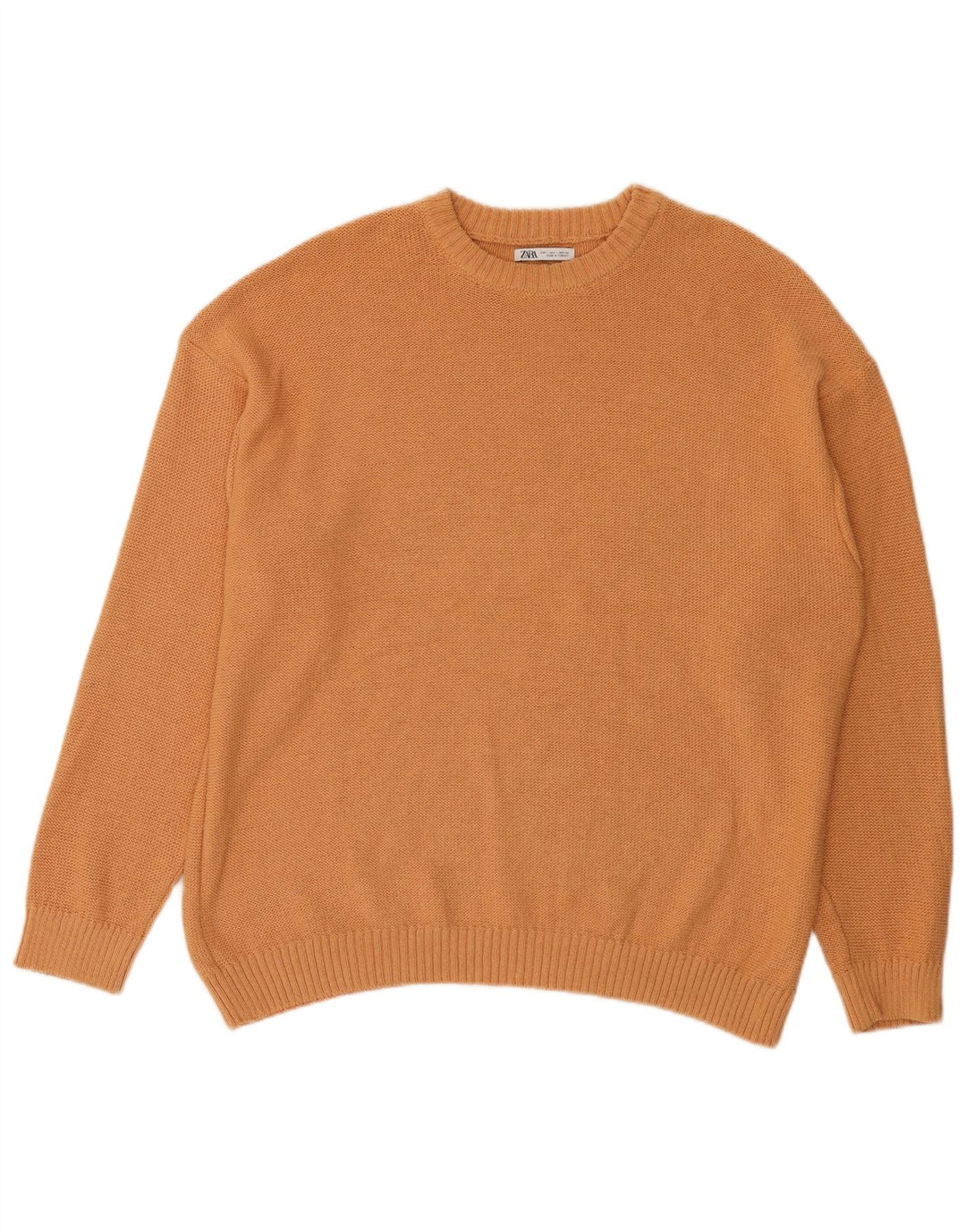 Ανδρικό πουλόβερ Zara Crew Neck Jumper Μεγάλο Πορτοκαλί Βαμβακερό