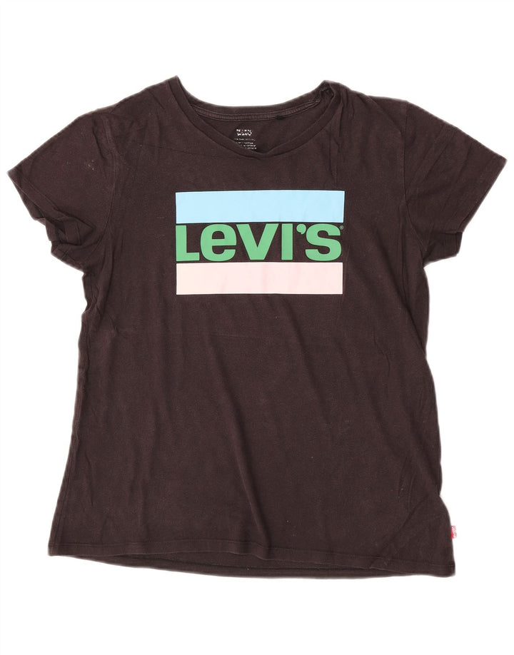 Γυναικείο γραφικό T-Shirt Levi's Top UK 14 Medium Black