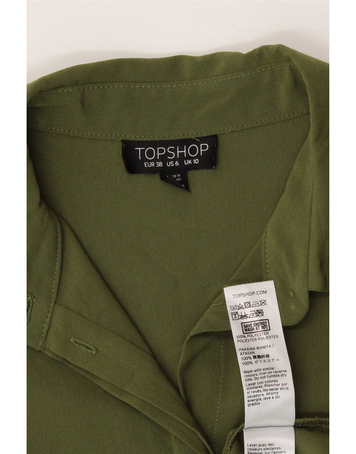 Topshop γυναικείο πουκάμισο μπλούζα UK 10 Small Khaki Polyester