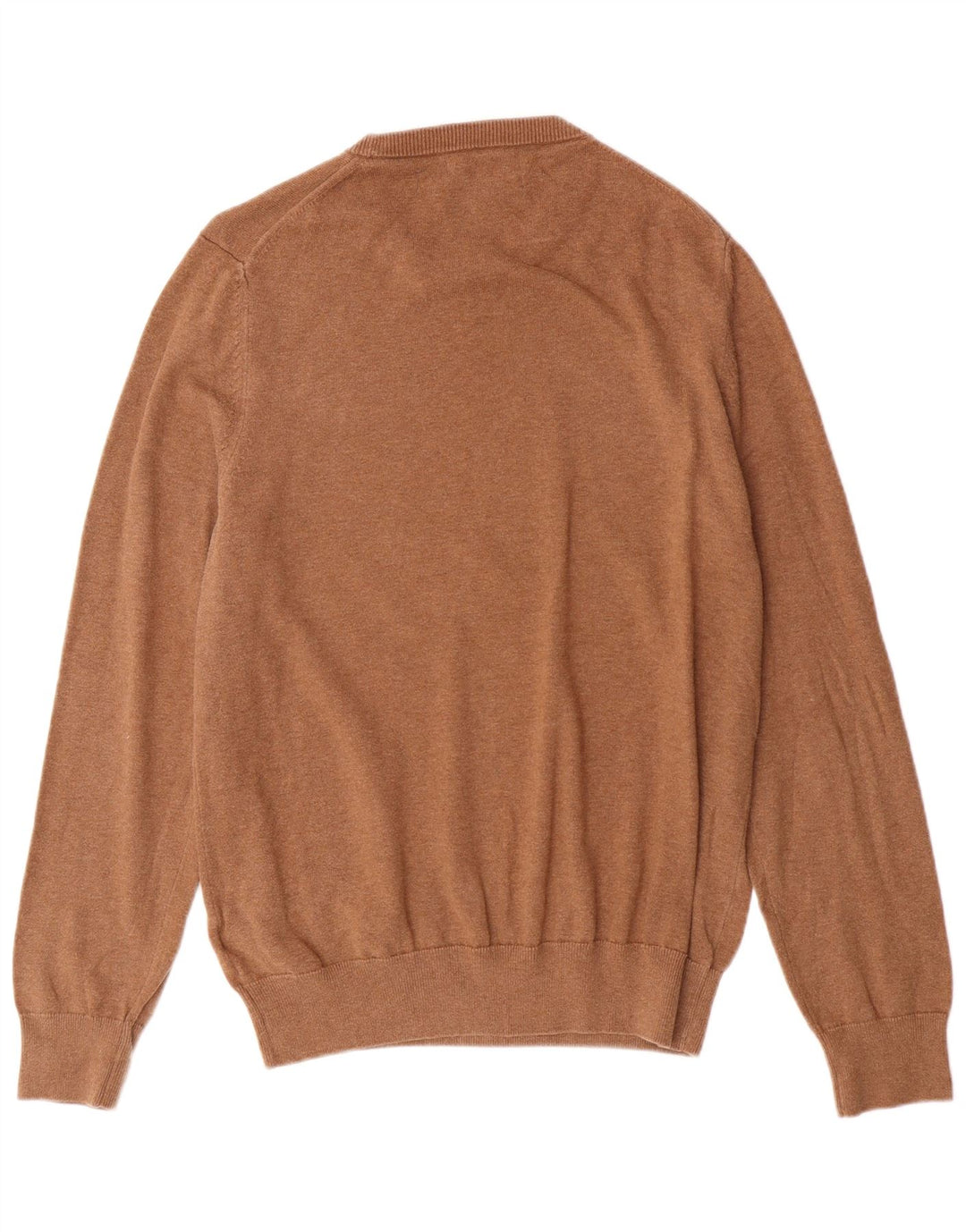 Marks & Spencer Ανδρικό πουλόβερ με λαιμόκοψη, μεσαίο καφέ βαμβακερό