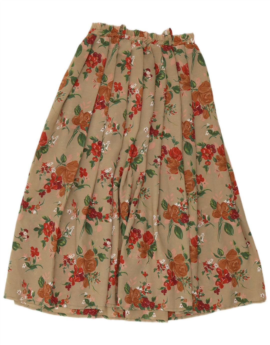 VINTAGE Γυναικεία Φούστα A-Line Medium W28 Beige Floral Polyester