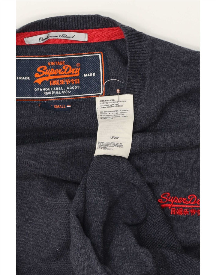 Ανδρικό πουλόβερ με λαιμόκοψη Superdry Μικρό Βαμβακερό Navy Blue