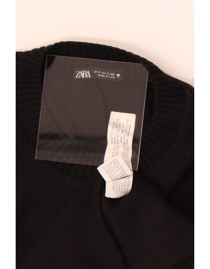 Zara Γυναικείο πουλόβερ με λαιμόκοψη UK 10 Small Black Polyester
