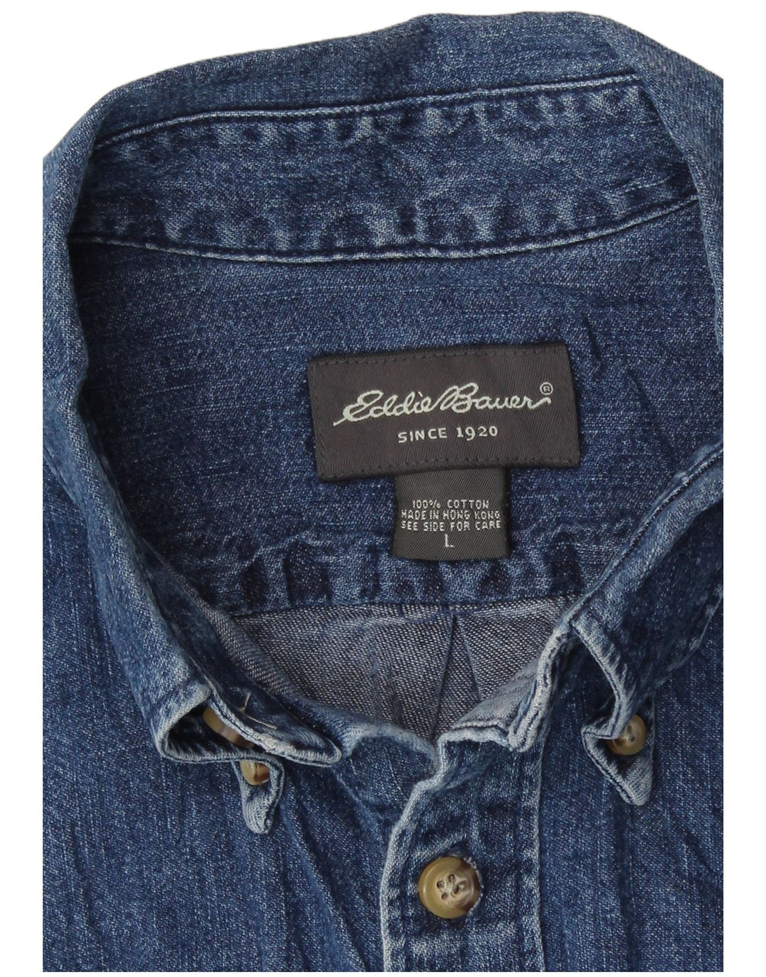 Eddie Bauer Ανδρικό κοντομάνικο τζιν πουκάμισο μεγάλο μπλε βαμβακερό