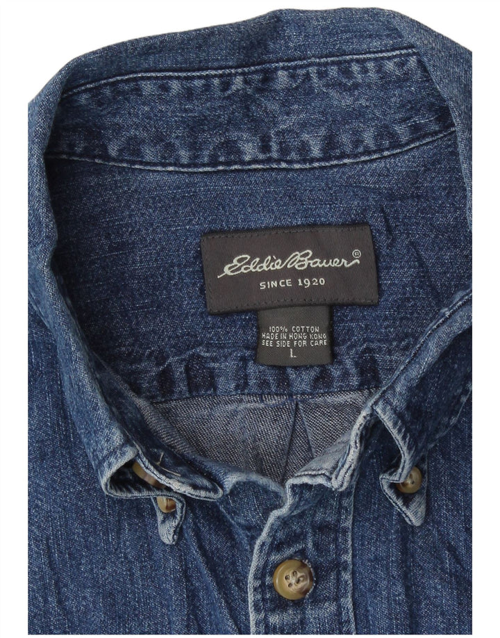 Eddie Bauer Ανδρικό κοντομάνικο τζιν πουκάμισο μεγάλο μπλε βαμβακερό