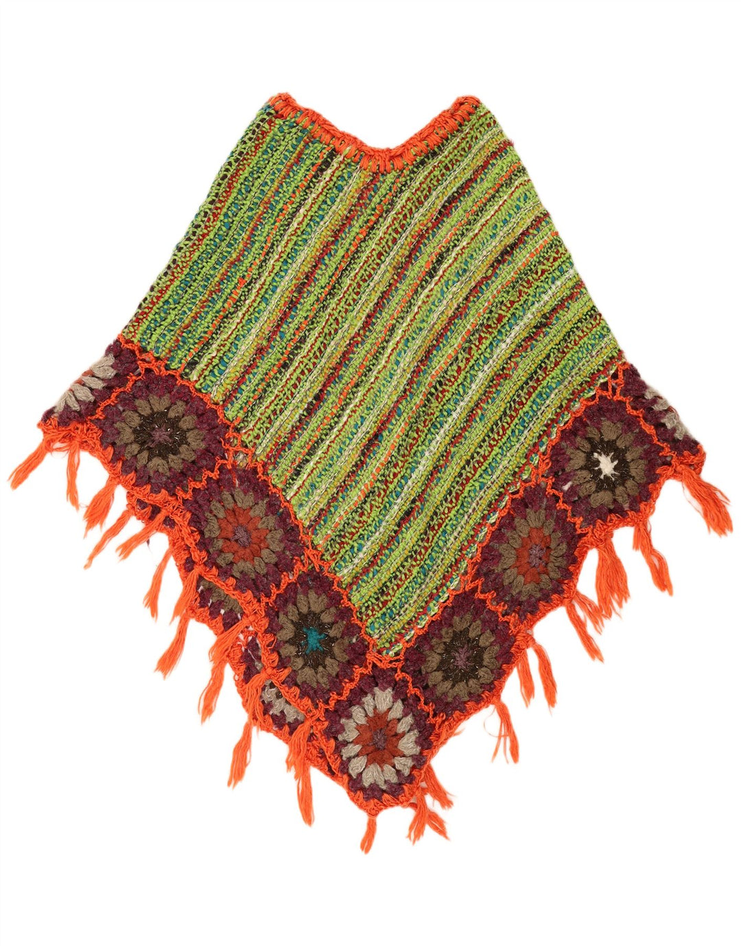 Vintage Γυναικείο Poncho Jumper One Size Πράσινο ριγέ