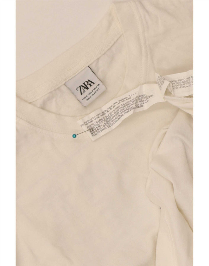 Zara Ανδρικό γραφικό T-Shirt Top Μικρό λευκό βαμβακερό