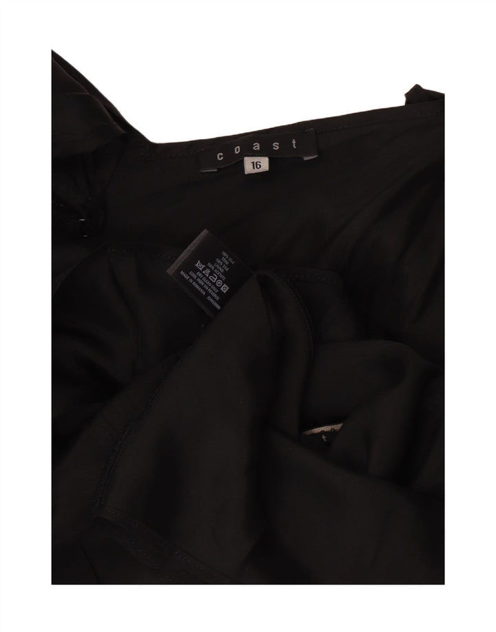 Coast γυναικεία αμάνικη μπλούζα με περιτύλιγμα Τοπ UK 16 Large Black Silk