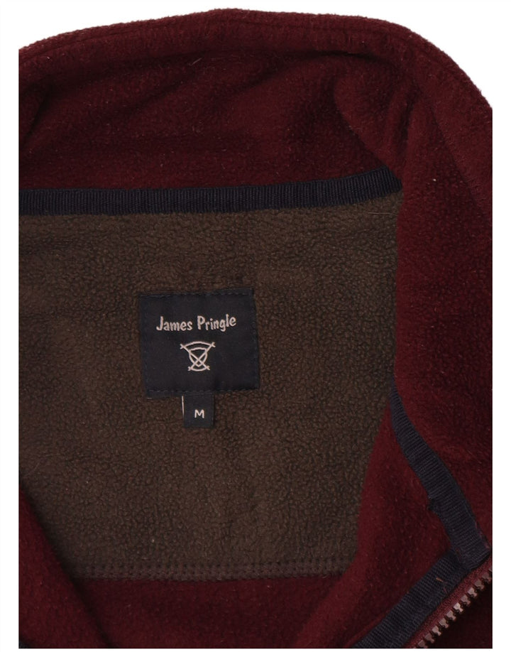 James Pringle Mens Fleece Gilet UK 38 Medium Burgundy Polyester